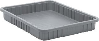QUANTUM STORAGE SYSTEMS DG93030GY Dividable Grid Storage Container, Heavy-Duty Stackable Plastic Parts Bin for Warehouse, Assembly & Industrial Organization, 22-1/2" x 17-1/2" x 3", Gray, 6-Pack