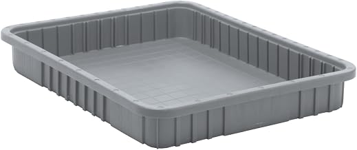 QUANTUM STORAGE SYSTEMS DG93030GY Dividable Grid Storage Container, Heavy-Duty Stackable Plastic Parts Bin for Warehouse, Assembly & Industrial Organization, 22-1/2" x 17-1/2" x 3", Gray, 6-Pack