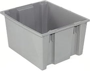 QUANTUM STORAGE SYSTEMS, SNT190BL Stack And Nest Shipping Container No Lid, 29-1/2x19-1/2x15, Gray, Lot of 3