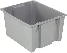 QUANTUM STORAGE SYSTEMS, SNT190BL Stack And Nest Shipping Container No Lid, 29-1/2x19-1/2x15, Gray, Lot of 3