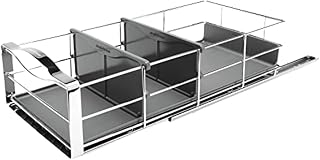 simplehuman 9-Inch Pull-Out Cabinet Organizer, Under Cabinet Sliding Drawer for Kitchen Bathroom, Heavy-Gauge Steel Frame, Removable Drip Guard, Ball-Bearing Tracks, Grey Plastic