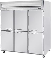 Beverage-Air HBF72-1-HS 75" Horizon Series Three Section Solid Half Door Reach-In Freezer 72 cu.ft. Capacity Stainless Steel Exterior and Interior with Bottom Mounted