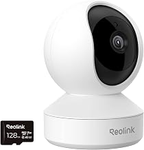 REOLINK E1 4MP Indoor Camera, Plug-in 2.4G WiFi Security Camera Wireless for Baby/Pet Monitor Bundle with 128G SD Card