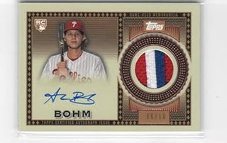2021 Topps Update Reverence Autographed Patch #TRAP-AB Alec Bohm Authentic Material Card Autographed 06/10 Philadelphia Phillies Baseball NM-MT