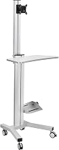 Global Industrial Height Adjustable Mobile Desktop Computer Workstation with 4-Outlet Power Strip