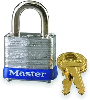 Master Lock Keyed Padlock, 1/2 in,Rectangle,Silver