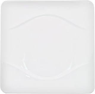 CAC China MDN-21 12-1/2-Inch Modern New Bone White Porcelain Square Plate, Box of 12