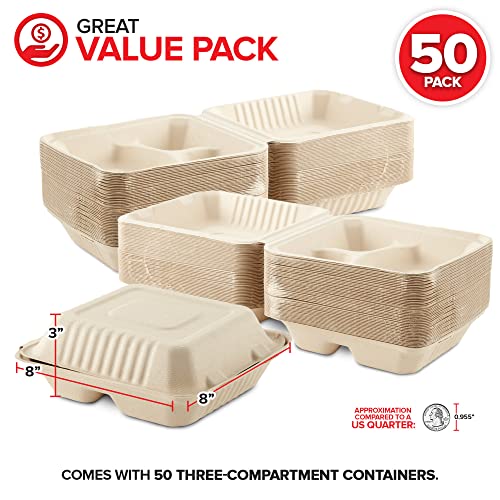 Stock Your Home 8x8 / Kraft / 50 Clamshell Take Out Containers