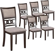 Starlight Canyon Home Solid Wood Dining Chairs with Fabric Seat, Set of 6 Upholstered Kitchen Table Chairs for Dining Room, Cherry