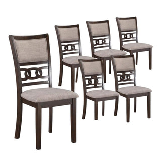 Solid Wood Dining Chairs with Fabric Seat by Starlight Canyon Home – 18.25 x 21.5 x 38.5 inches, Wood, Brown, Pack of 6