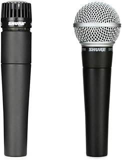 Shure SM57 & SM58 Microphone Set - Professional Dynamic Cardioid Pair for Instruments & Vocals - Crisp Sound & Versatile Performance