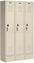 Global Industrial Single Tier Locker, 12x15x60, 3 Door, Unassembled, Tan