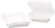 Genpak 9x6.5 inch Large Deep All Purpose Foam Hinged Container White Vented - 200 per case.