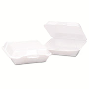 9x6.5 inch Large Deep All Purpose Foam Hinged Container White Vented - 200 per case. by Genpak – 8.2 liters, Foam, White, Pack of 200, Model 20500-V