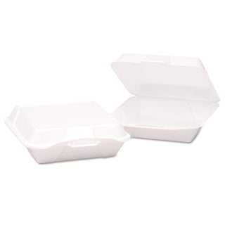 9x6.5 inch Large Deep All Purpose Foam Hinged Container White Vented - 200 per case. by Genpak – 8.2 liters, Foam, White, Pack of 200, Model 20500-V