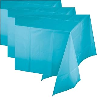 Creative Converting Bermuda Blue Tablecover-1 Pc Rectangular Plastic Table Cover (Pack of 3)