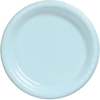 Creative Converting Touch of Color 20 Count Plastic Lunch Plates, Pastel Blue, 7"