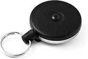 KEY-BAK Orignal Series Retractable Reel with 48 inch Kevlar Cord, Black Front, Steel Belt Clip, 8 oz. Retraction, Split Ring (Black 2-Pack)