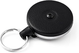 KEY-BAK Orignal Series Retractable Reel with 48 inch Kevlar Cord, Black Front, Steel Belt Clip, 8 oz. Retraction, Split Ring (Black 2-Pack)