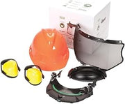 MSA 10118694 V-Gard Forestry Accessory Kit, Includes: Hi-viz Orange Cap, Fas-Trac III Ratchet Suspension, Frame W/Debris Control, Mesh Visor, Retractable Chin Protector, High Cap Mounted Earmuffs