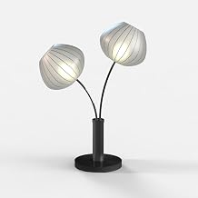Bloom 2-Light Table Lamp - Black Nickel, Black Marble Base, White Satin Shade, Dimmer Switch