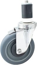 BK Resources 5" Gray Rubber 1-1/2" Expanding Stainless Steel Stem Swivel Caster for Work Tables with Top Lock Brake, NSF, 250lb Capacity Per Wheel