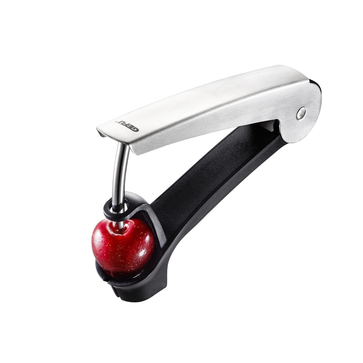 Cherry Pitter by GEFU – One Size, Stainless_Steel, Black/Silver, Model GF19140
