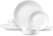 Corelle Madeline Embossed 12 Piece White Dinnerware Set