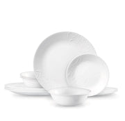 Madeline Embossed 12 Piece White Dinnerware Set by Corelle – Glass, White, Pack of 12, Model 3446AB