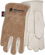 MCR Safety Leather Drivers Gloves, Cowhide, Shirred Slip-On, Keystone Thumb, Gunn - Full Back, Beige, XL - 1 Each