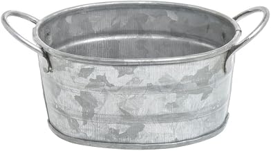 HUBERT Galvanized Metal Pan Oval - 5" L x 3" W x 2 1/4" H