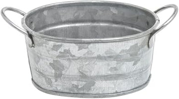 HUBERT Galvanized Metal Pan Oval - 5" L x 3" W x 2 1/4" H