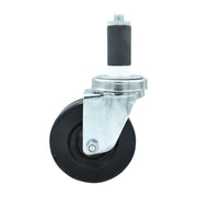 BK Resources 4" Hard Rubber 1-1/4" Expanding Stem Swivel Caster for Work Tables – 4", Silver, Model 4SBR-2RA-HR