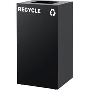 Square Recycling/Trash Can with Waste Lid by Global Industrial – 32.0 gallons, Steel, Black, Model 641615WBK