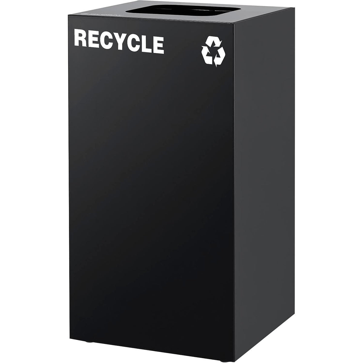 Square Recycling/Trash Can with Waste Lid by Global Industrial – 32.0 gallons, Steel, Black, Model 641615WBK