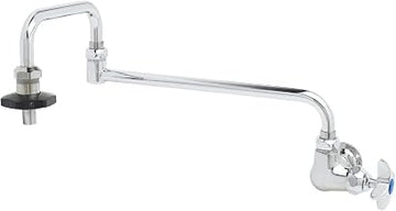T&S Brass B-0592 Wall Mount Single Control Insulated On-Off Control Pot Filler with 18-Inch Double Joint Nozzle, Chrome,Silver