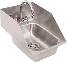 BK Resources NSF Commercial One Compartment Drop in Sink with Faucet – 10 x 14 x 5 inches, Stainless Steel, Silver, Model DDI-1014524S-P-G