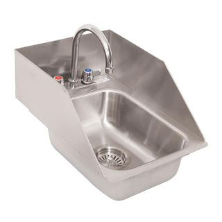 BK Resources NSF Commercial One Compartment Drop in Sink with Faucet – 10 x 14 x 5 inches, Stainless Steel, Silver, Model DDI-1014524S-P-G