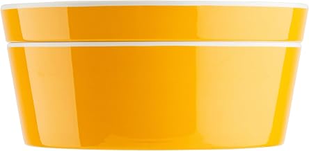 Tablecraft Marvista Collection Round Stackable Bowl and Lid, 1 Qt Capacity, 7" x 7" x 3.25", Clementine Melamine, Space-Saving Food Container for Prep, Serving, and Organization