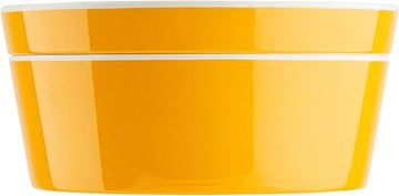 Tablecraft Marvista Collection Round Stackable Bowl and Lid, 1 Qt Capacity, 7" x 7" x 3.25", Clementine Melamine, Space-Saving Food Container for Prep, Serving, and Organization