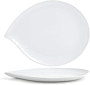 Front of the House DOS021WHP21 Teardrop Platter, 1" Height, 12" Width, 15.25" Length, Porcelain, White (Pack of 4)