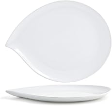 Front of the House DOS021WHP21 Teardrop Platter, 1" Height, 12" Width, 15.25" Length, Porcelain, White (Pack of 4)