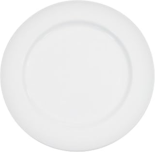 CAC China HMY-16 10-1/2-Inch Harmony Porcelain Plate, White, Box of 12