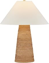 Hudson Valley Lighting Forest Heights 1-Light Table Lamp | Essential & Natural Style | Aged Brass Finish | Made of Natural Woven | 26" Overall Height | Rattan Shade | L3551-AGB