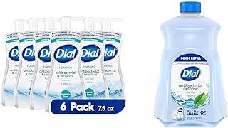 Dial Antibacterial Foaming Hand Wash Pack of 6, 7.5 fl oz & Spring Water Foaming Hand Soap Refill, 52 fl oz