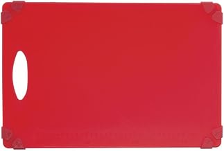 Kratos by Hubert Red Cutting Board with Grippers - 12"L x 18"W x 1/2"H