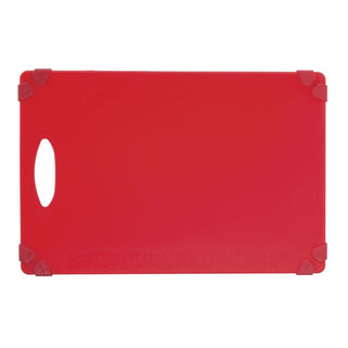Kratos by Red Cutting Board with Grippers - 12"L x 18"W x 1/2"H by HUBERT – Plastic, Red, Model 1218-CL-RD