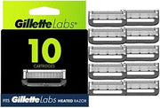 Labs Men's Razor Blade Refills with Exfoliating Bar, Compatible with Gillette Labs Razors, 10 Cartridges