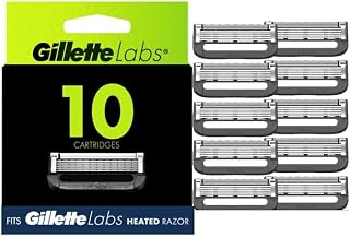 Labs Men's Razor Blade Refills with Exfoliating Bar, Compatible with Gillette Labs Razors, 10 Cartridges