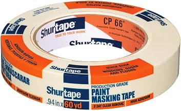 Shurtape 2-Rolls of .94” x 60 yds 199898 CP 66 Contractor Grade, High Adhesion Masking Tape, Single Wrap